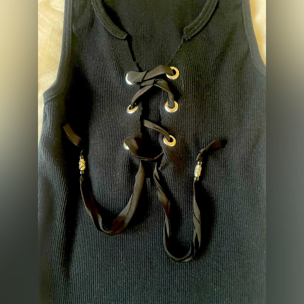Black lace up corset tank top S Bella Mia